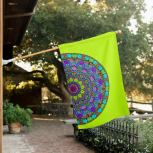 Hand Painting Mandala Clock Face 4 House Flag