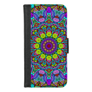 Hand Painting Mandala Clock Face 4 iPhone 8/7 Wallet Case