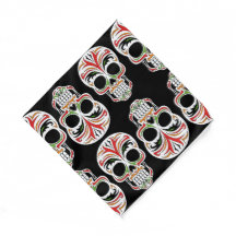 Hand painting multicolor skull in pattern Black
