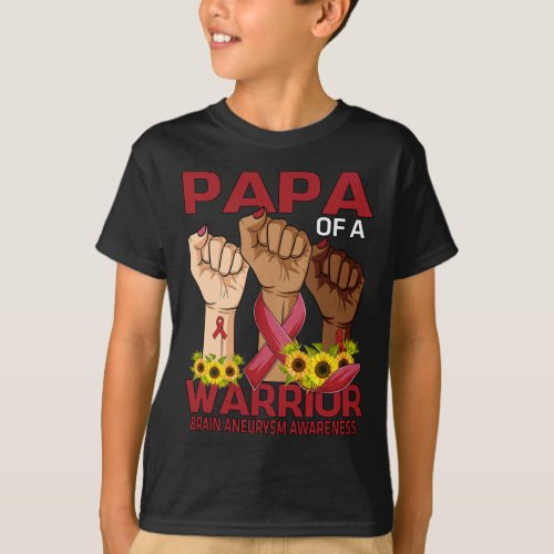 Hand Papa Of A Warrior Brain Aneurysm Awareness Su T_Shirt