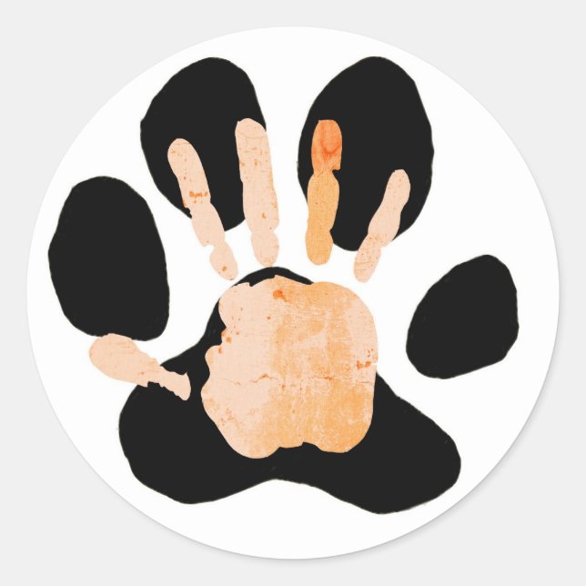 hand paw print classic round sticker (Front)