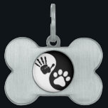 Hand Paw Yin Yang Pet ID Tag<br><div class="desc">Hand Paw Yin Yang black and white</div>
