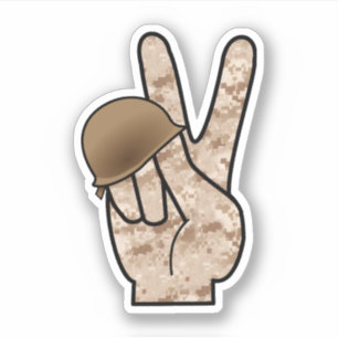 Hand Peace Camouflage Sticker