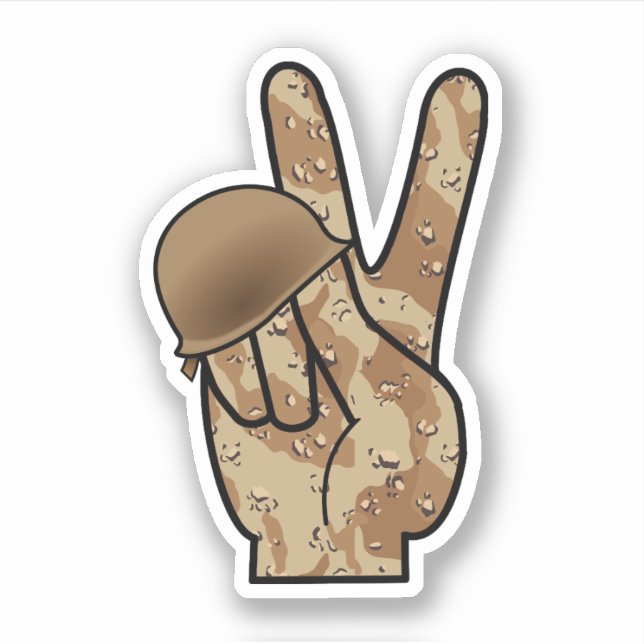 Hand Peace Camouflage Sticker (Front)