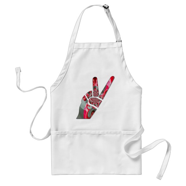 Hand peace sign adult apron (Front)