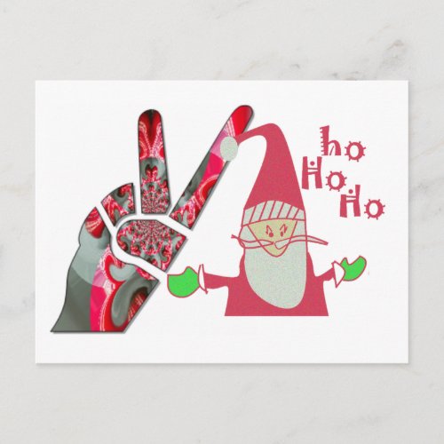 Hand peace sign holiday postcard