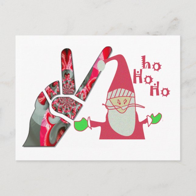 Hand peace sign holiday postcard (Front)