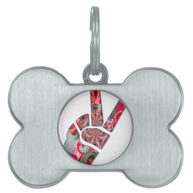 Hand peace sign pet tag (Front)