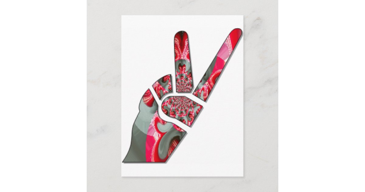 Hand peace sign postcard Zazzle