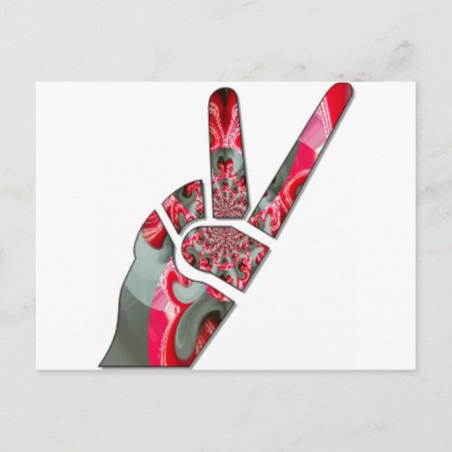 Hand peace sign postcard