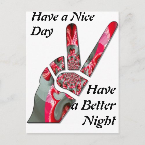 Hand peace sign postcard