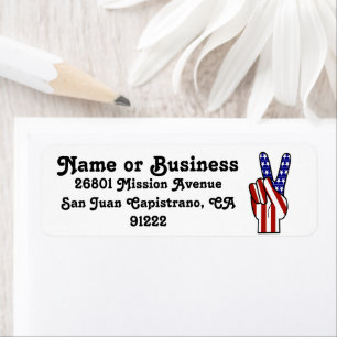 Hand Peace Sign - Red White & Blue Label