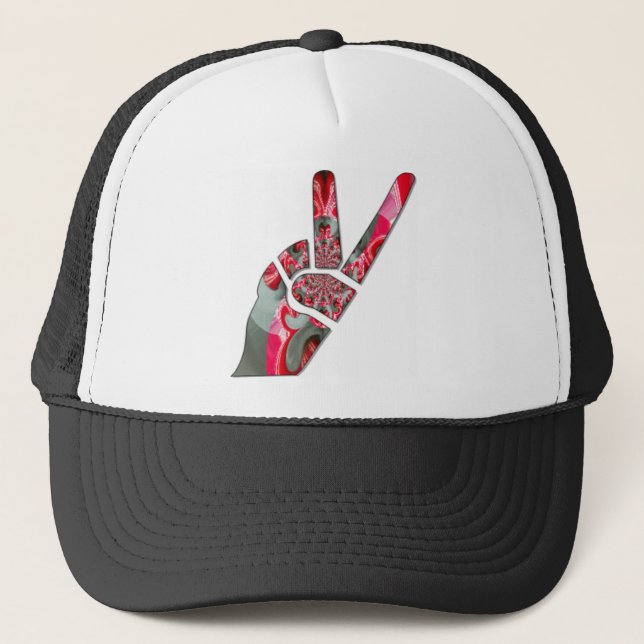 Hand peace sign trucker hat (Front)