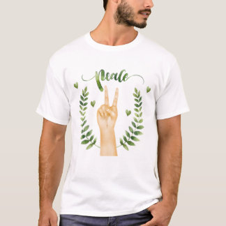 Hand Peace Sign with Leaves Graphic Tee