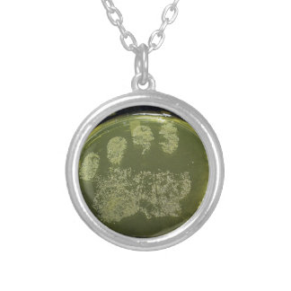 Hand Petri Dish Bacteria Silver Plated Necklace