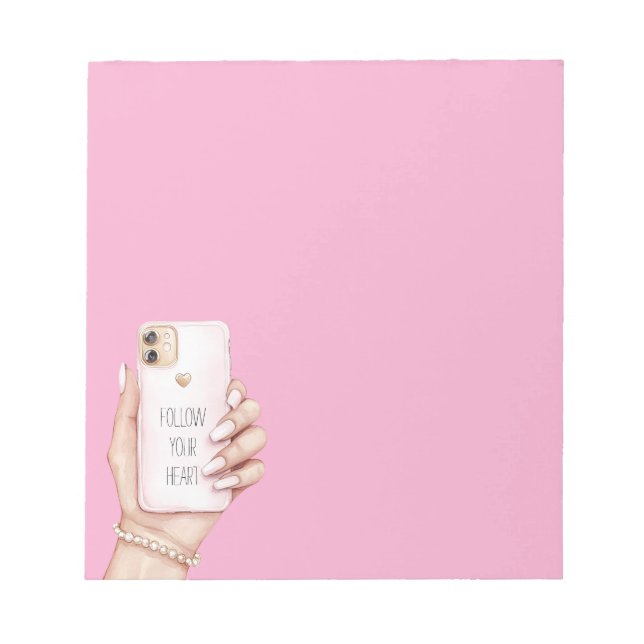 Hand phone chic girly pink nails notepad (Front)