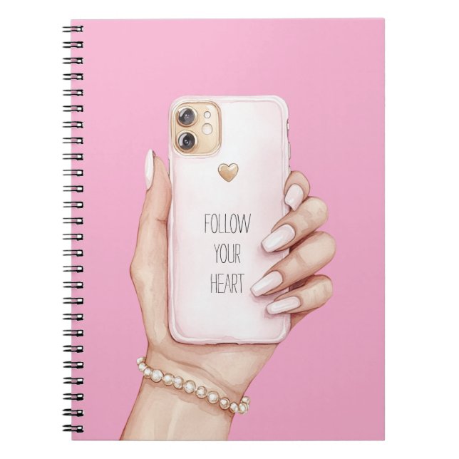 Hand phone chic pink nails notebook (Front)