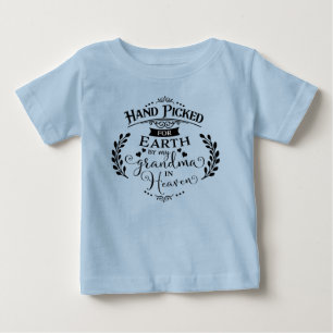 Hand Picked By My Grandma in Heaven Blue Boy Baby T-Shirt