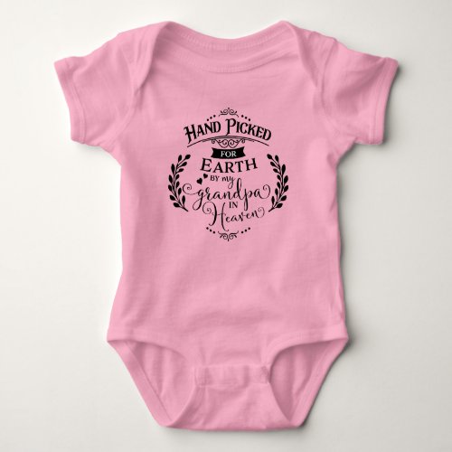Hand Picked By My Grandpa in Heaven Pink Girl Baby Bodysuit