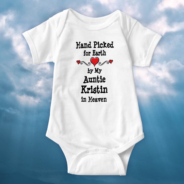 Hand Picked for Earth by My ... with Hearts Baby Bodysuit (Personalize and honour the memory of any loved one in Heaven. )