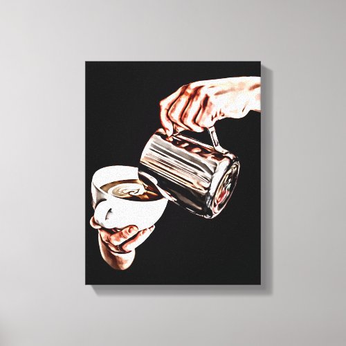 hand pouring coffee digital art painting  canvas print