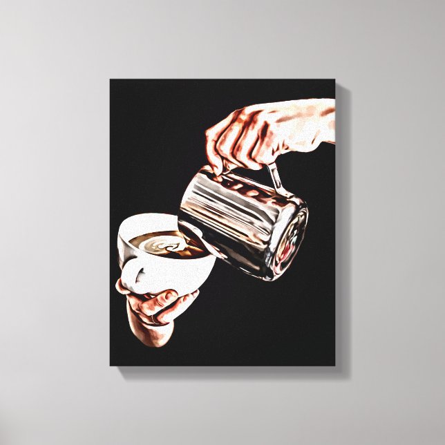 hand pouring coffee digital art painting  canvas print (Front)