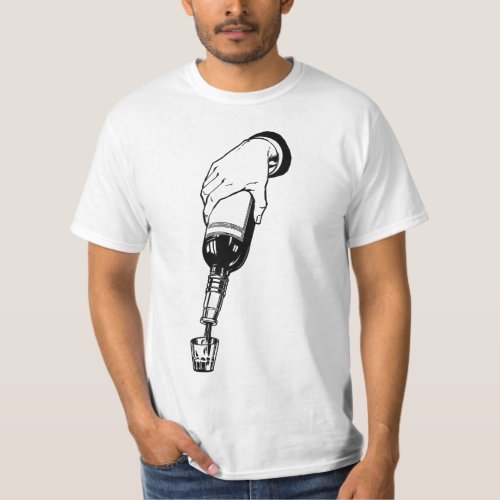 Hand Pouring Whiskey In Shot Gloss Drinking Art T_Shirt