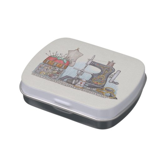Hand Powered Sewing Machine Candy Tin (Side)