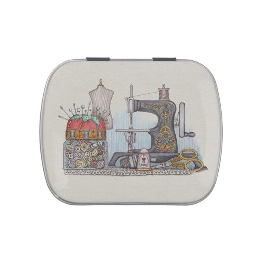 Hand Powered Sewing Machine Candy Tin (Top)