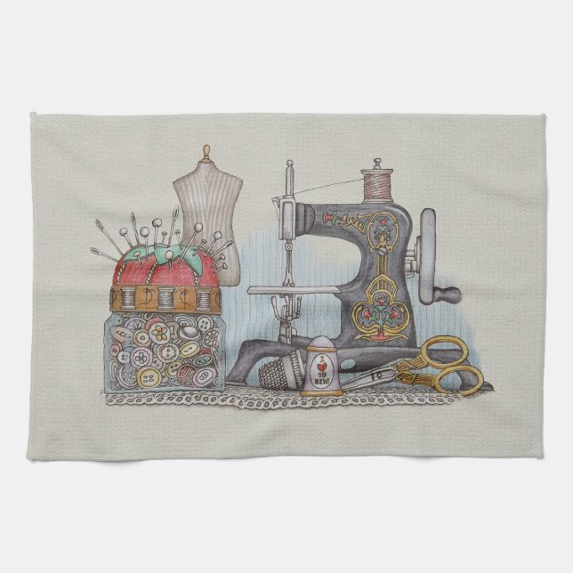 Hand Powered Sewing Machine Kitchen Towel (Horizontal)