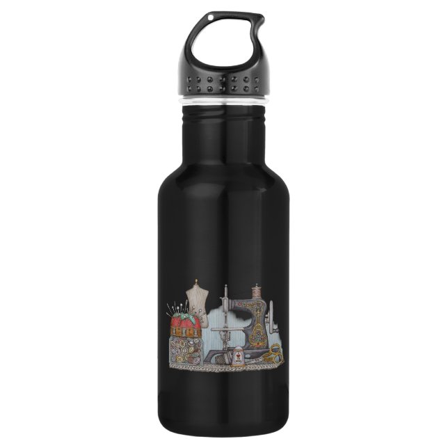 Hand Powered Sewing Machine Stainless Steel Water Bottle (Front)