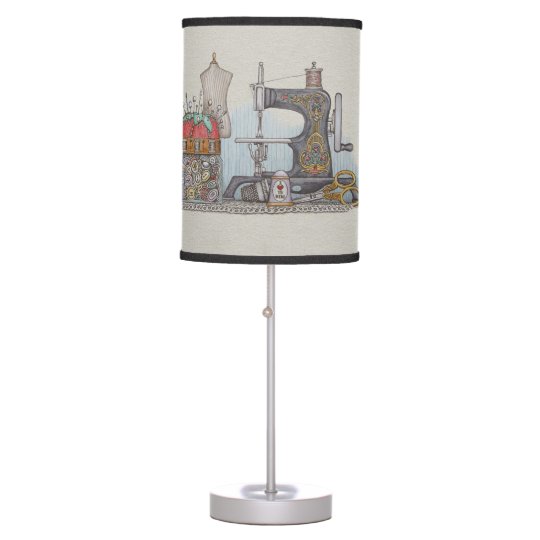 Hand Powered Sewing Machine Table Lamp