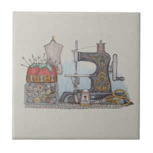 Hand Powered Sewing Machine Tile