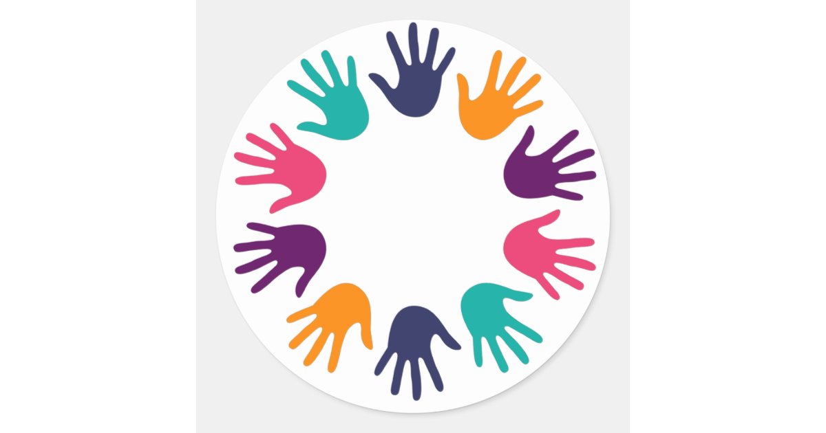 Hand print classic round sticker | Zazzle