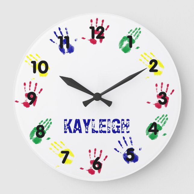 Hand Print Personalized Large Clock (Front)