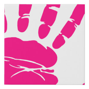 Hand print pink paint art palm