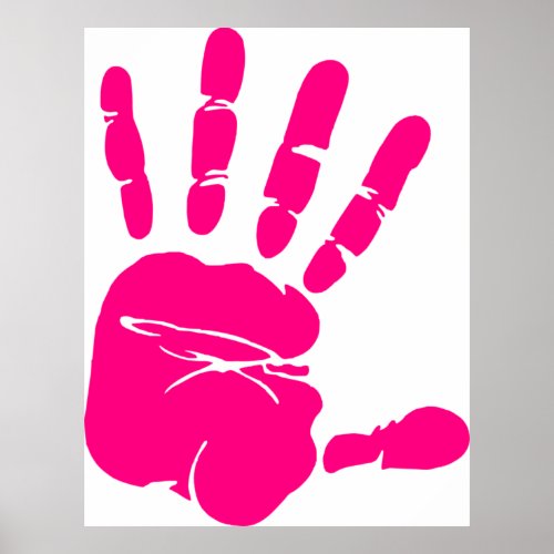 Hand print pink paint art palm