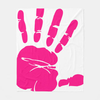 Hand print pink paint art palm fleece blanket