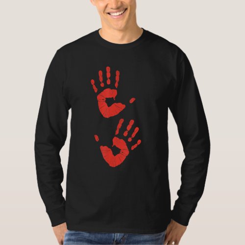 Hand Print Red Creepy Spooky Gothic Cool T_Shirt