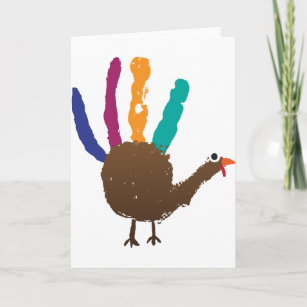 Hand Print Turkey Holiday Card