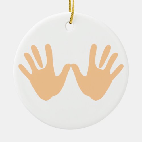 Hand Prints Ceramic Ornament