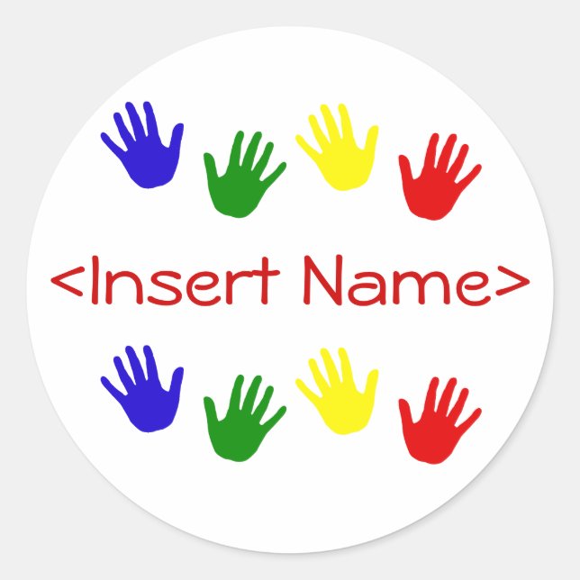 hand prints classic round sticker (Front)