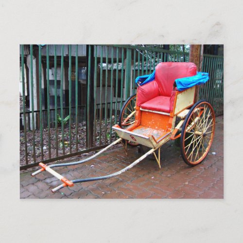 Hand Pulled Rickshaw in Kolkata Calcutta India Postcard