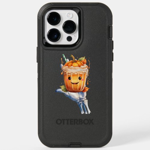hand raising a glass of halloween pumpkin ice crea OtterBox iPhone 14 pro max case