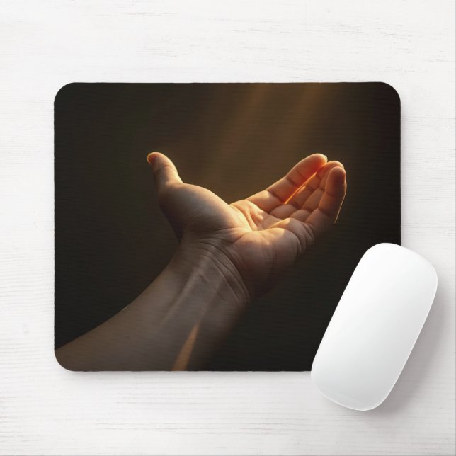 Hand Reaching Out To Sunbeams Mouse Pad (With Mouse)