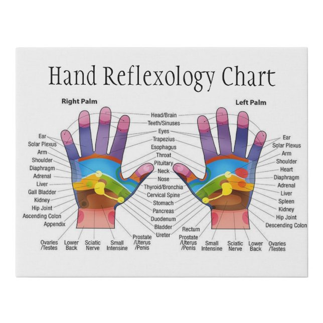 Hand reflexology Chart Faux Canvas Print (Front)