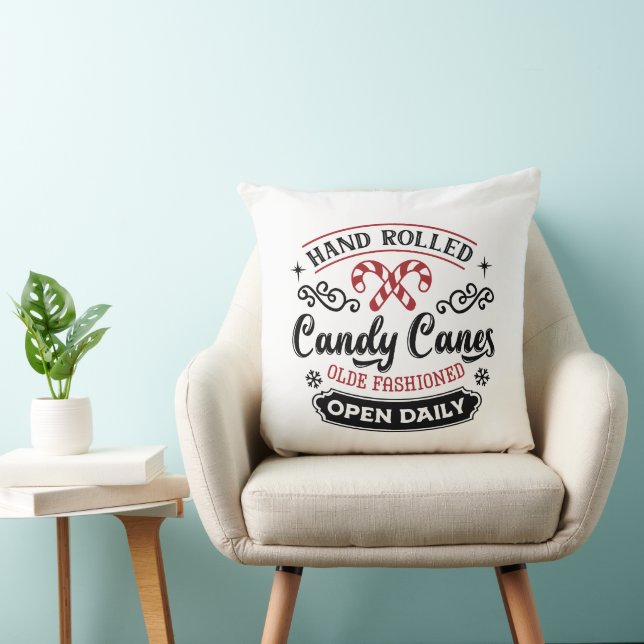 Hand Rolled Candy Cane | Farmhouse Throw Pillow (Chair)