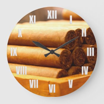 Hand Rolled Cigars La Romana Dr. Roman Numeral Large Clock by Scotts_Barn at Zazzle