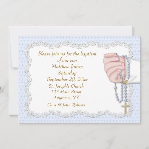 Hand Rosary Beads Blue Invitation