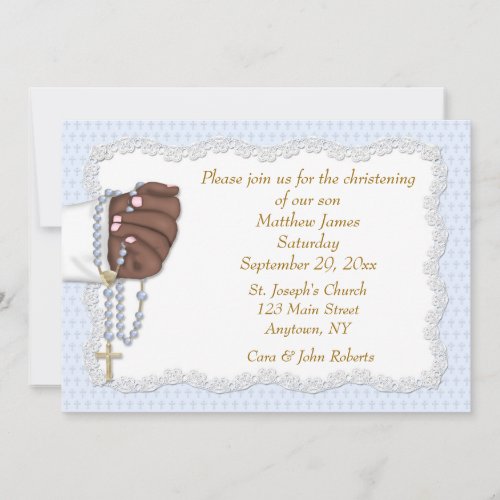 Hand Rosary Beads Blue Invitation